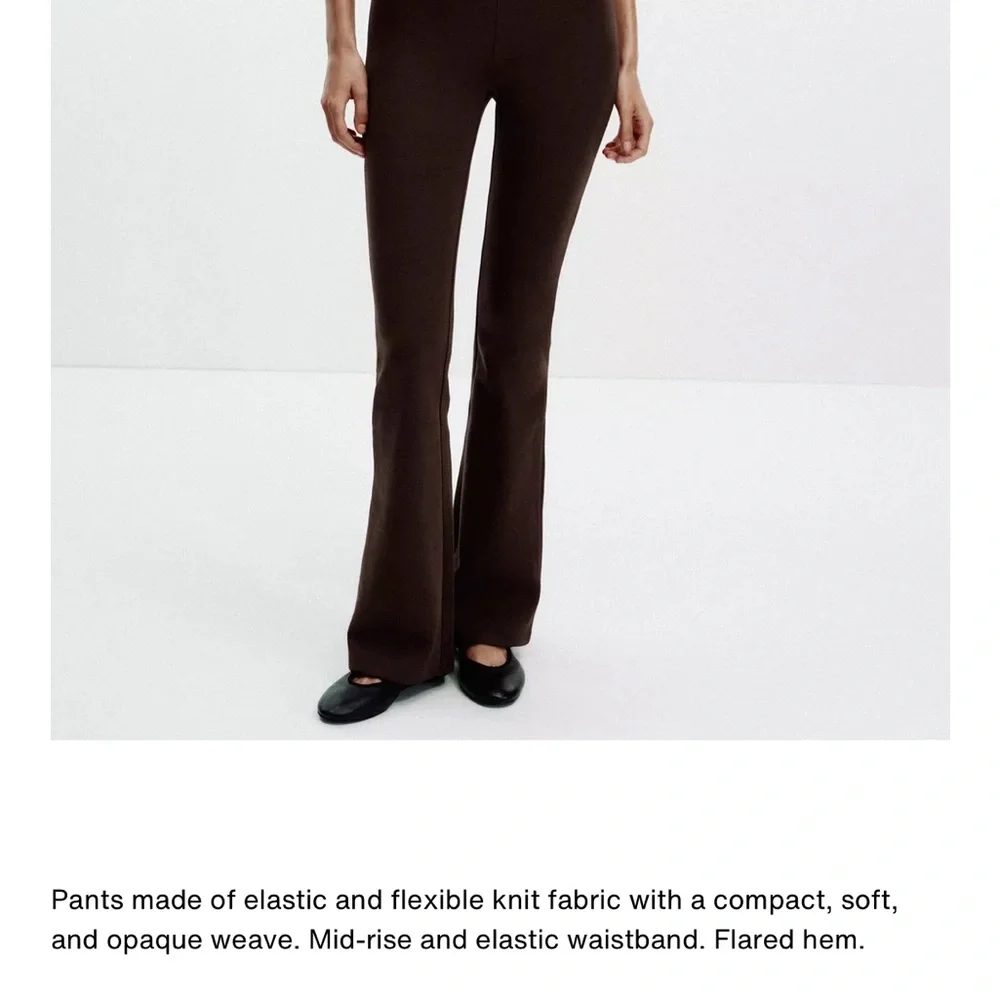 Zara NWT brown flare stretchy interlock pants